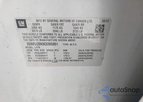 2012 Chevrolet Equinox Ls from USA, damaged, VIN 2GNFLCEK8C6365851